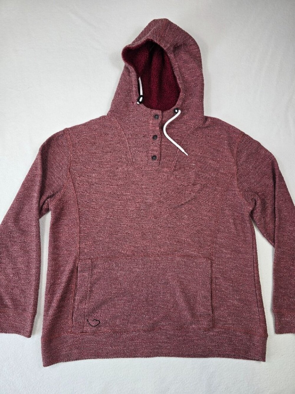 Reel Life Mens Large Red Heather Hoodie Kangaroo Pocket & Buttons